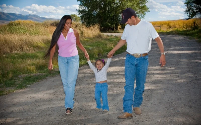 A family walking outdoor